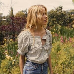 DOEN Farley Top in Cream Cottage Floral Print L